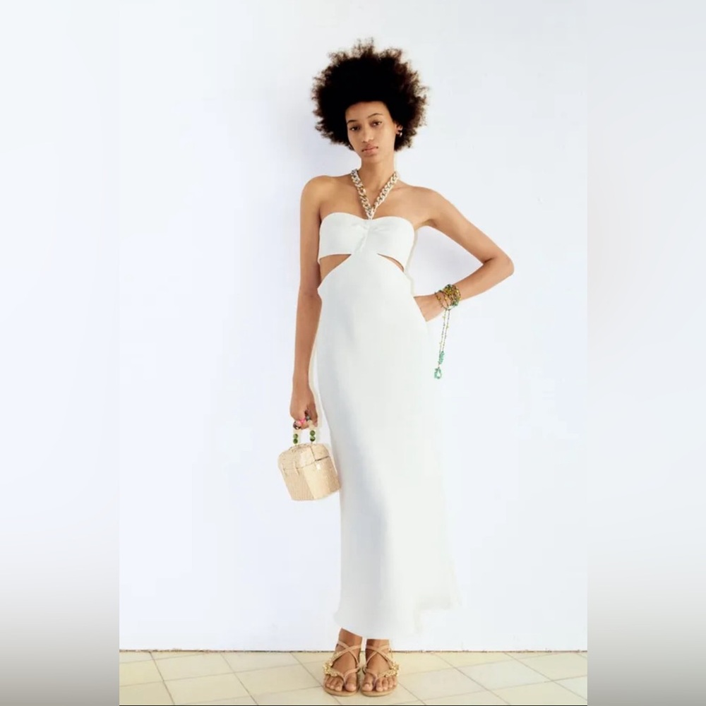 ZARA NEW CUT-OUT DRESS WITH CHAIN DETAIL